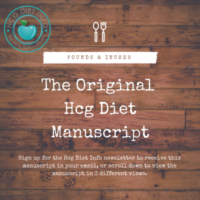 Original Hcg Diet Manuscript Pounds and Inches by Dr. Simeons